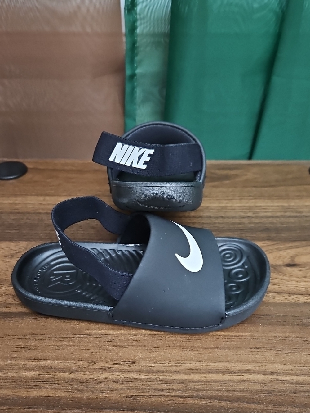 Nike Kids' Black Slide Sandals with Back Strap